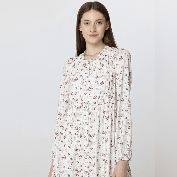 Floral Cream Dress Medium polyester Dress - Picture 2 of 9